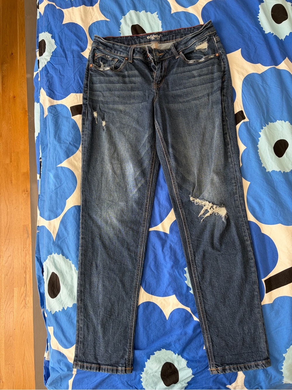 Edgely Dark Blue Distressed Women's Jeans sz 12